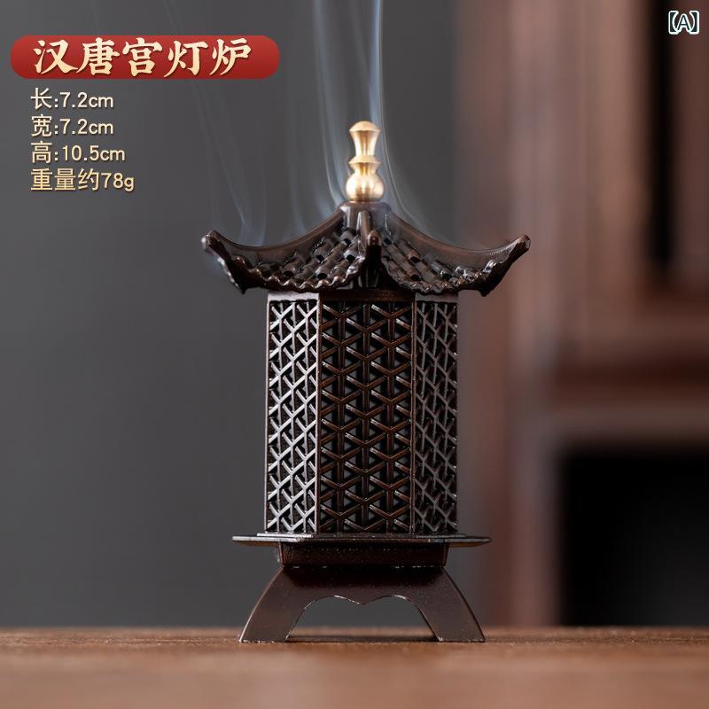 香炉 中国風 祥雲 宮灯 透かし彫り 渦巻線香 お香立て 室内 リビング 書斎 茶道 置物 檀香 薫香炉 銅合..