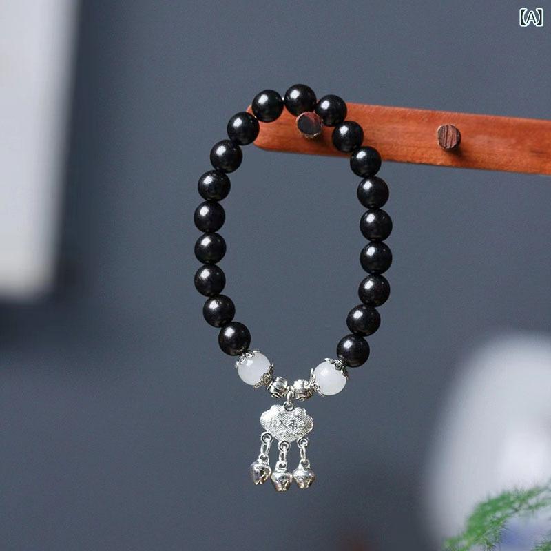 ブレスレット レディース 女性用 黒檀 紫檀 木製 エボニー 一連 ビーズ 学生 カップル ペア 腕輪 エスニック 民族調 レトロ ヴィンテージ アクセサリー 普段使い カジュアル