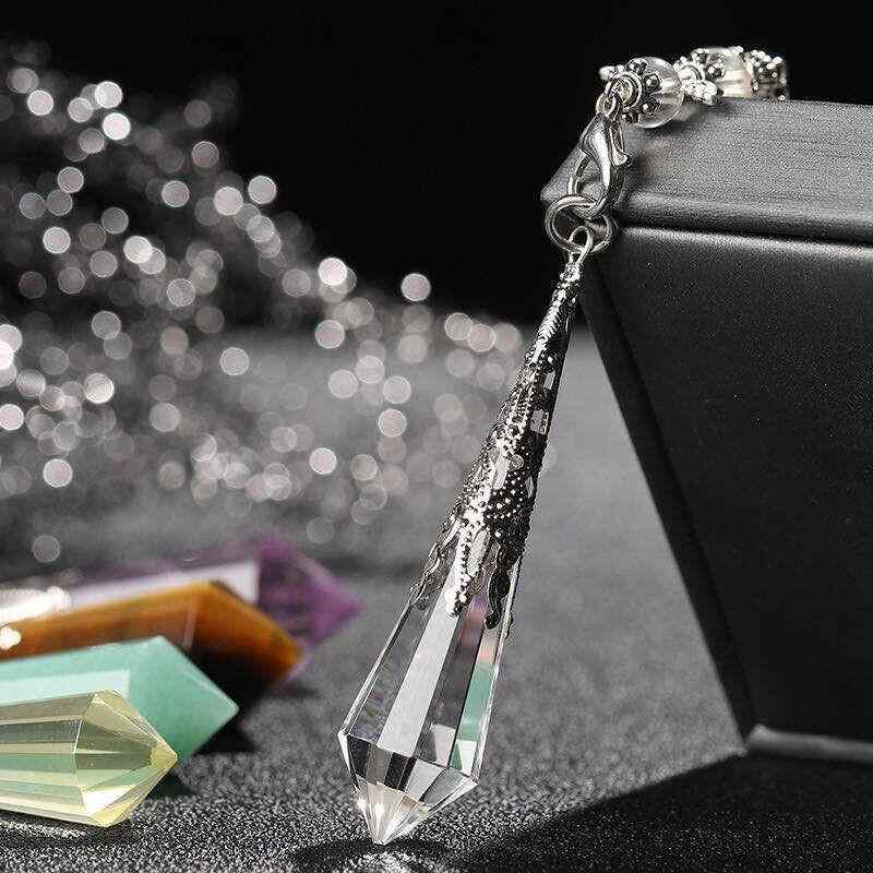 天然石ペンデュラム 天然水晶 パワーストーン 多面カット ファセットカッ...