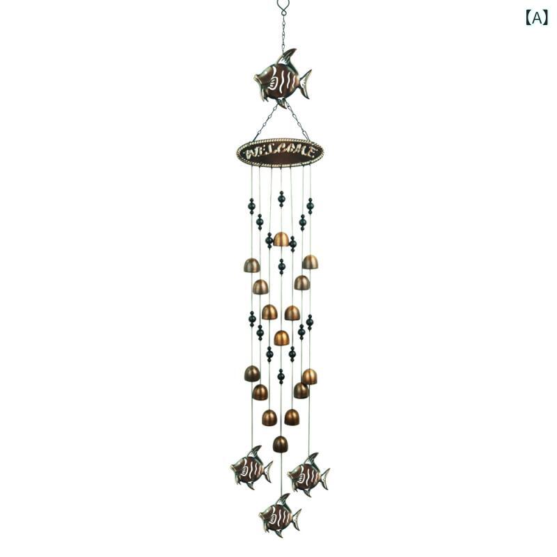 風鈴 ウィンドチャイム 金属製 メタル 小魚モチーフ アメリカンデザイン おしゃれ インテリア 室内装飾 吊り下げ 飾り ウォールデコ ハンギング オーナメント(x2)