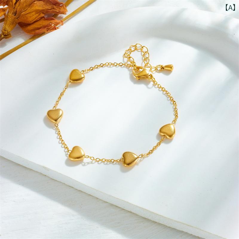 ・カテゴリ: ブレスレット・スタイル: ファッション通勤・対象: 女性・素材: チタン鋼・加工: 電気メッキ・デザイン: ハート形・カラー: ゴールド