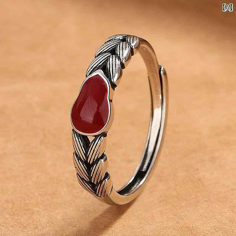 指輪 レディース レトロ ヴィンテージ 民族調 エスニック ひょうたん 麦穂 アンティーク加工 ドロップ..