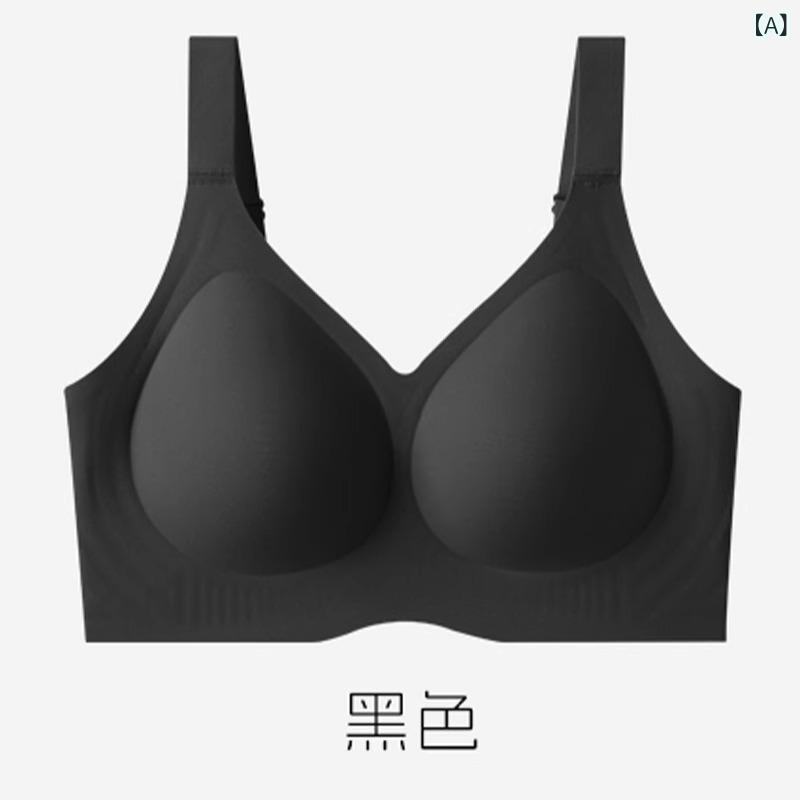 ブラジャー レディース 大きいサイズ プラスサイズ シームレス ノンワイヤー 脇肉スッキリ 脇高 垂れ防止 寄せ上げ 補正下着 肌なじみ フルカップ ソフトサポート 快適 グラマー見え ナイロン スパンデックス ブラック ヌード グレー ブラウン グリー(x2)