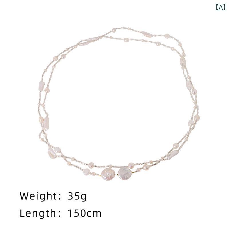 其它 - ネックレス レディース 天然淡水バロックパール 不規則 ロングネックレス フレンチスタイル 上質 高見え 高級感 エレガント カジュアル 普段使い お出かけ 春秋 ホワイト