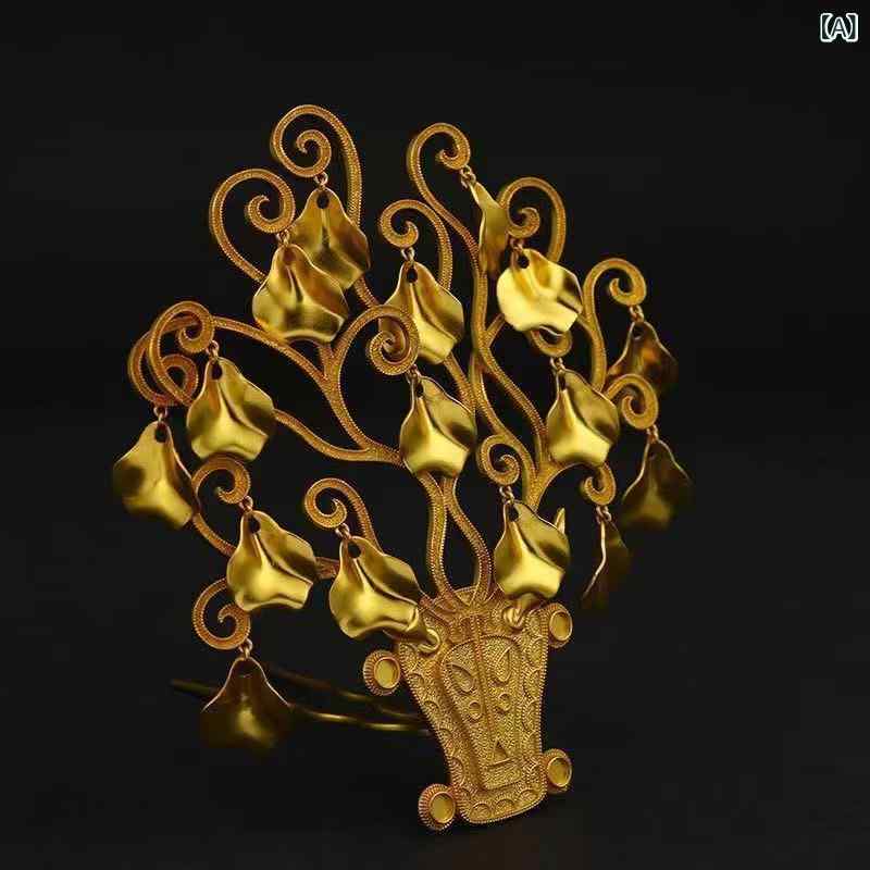 簪 レディース 女性用 金メッキ銅製 レトロ クラシック 民族風 古典 漢服風 中華風 歩揺 鹿角 花 フラ..