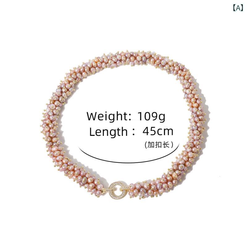 ネックレス レディース 天然淡水パール 連なりデザイン シンプル 高級感 ハンドメイド 個性的 普段使い..