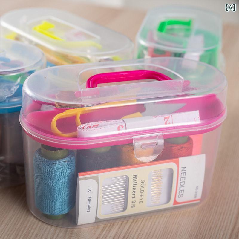 裁縫セット 家庭用 携帯用 裁縫箱 ソーイングボックス 裁縫道具 手芸用品 収納ケース 嫁入り道具 ボッ..