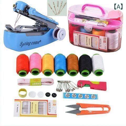 裁縫セット 裁縫箱 ソーイングセット 針糸セット 家庭用 大型 46点セット 手動ミシン ハンディミシン ..