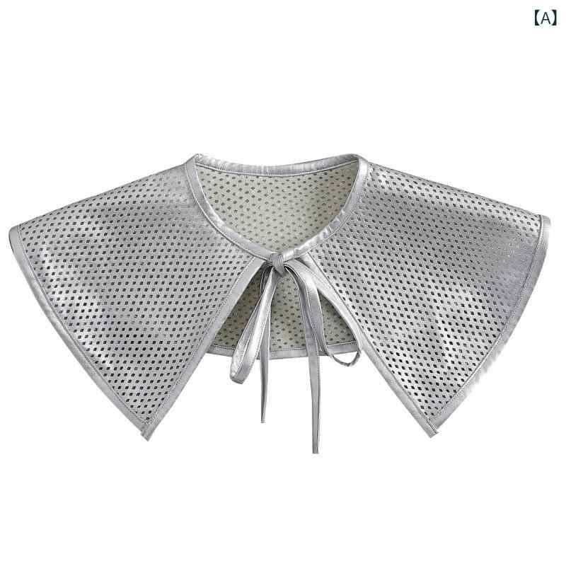 アクセサリー レトロ ヴィンテージ レザー 革 ショール 付け襟 フェイクカラー 透かし彫り くり抜き 高級感 個性的 ユニーク ステージ イベント パーティー ナイトシーン パフォーマンス