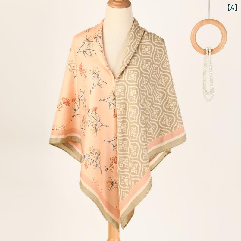 ・カテゴリ: スカーフ・性別: 女性・素材: 羊毛51-70%・カラー: オレンジ・スタイル: エレガント・長さ: 130cm・幅: 130cm・編み方: 斜め織り・柄: カラフルチェック・機能: 保温・加工: プリント