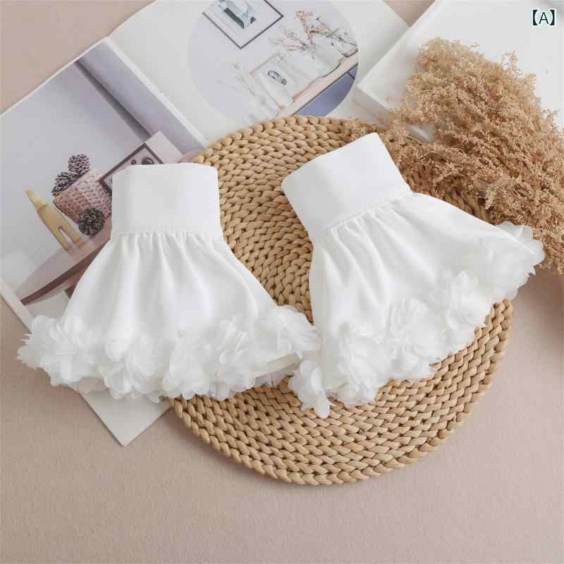 アームカバー レディース ダンス モダン ラテン ワルツ レース シフォン 高級感 エレガント 社交ダンス 発表会 ステージ衣装 袖飾り ホワイト