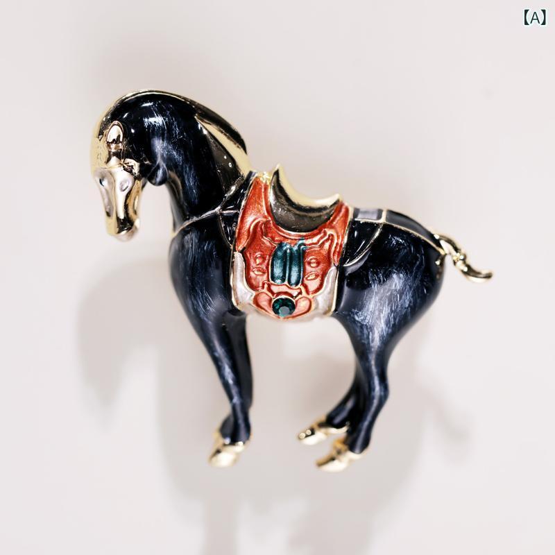 ブローチ ユニセックス 馬 ホース 琺瑯 七宝焼 エナメル ハンドメイド オリジナルデザイン 伝統工芸 博..