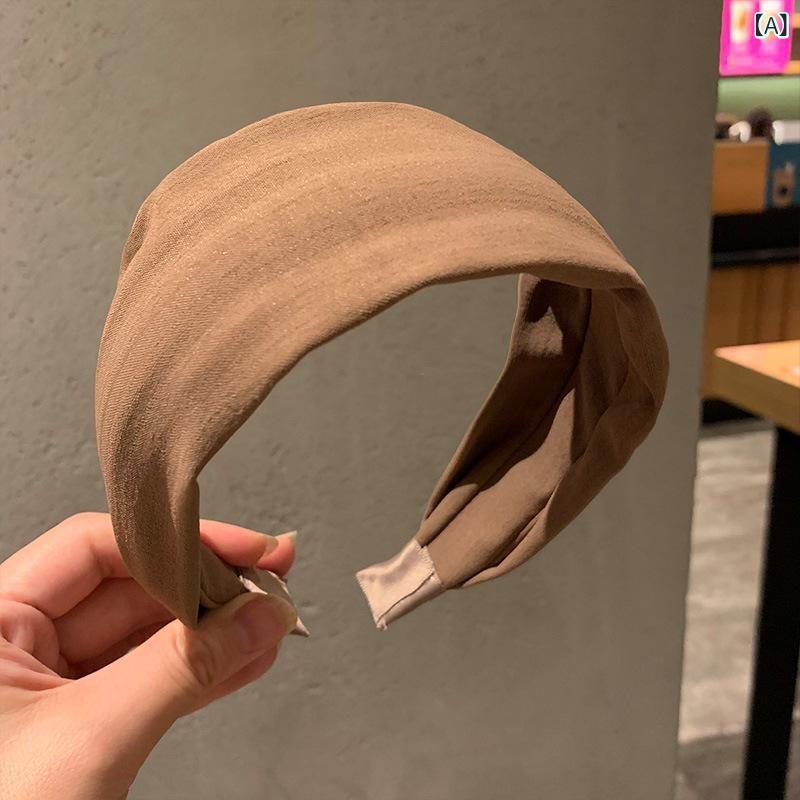 ヘアバンド レディース フレンチスタイル 無地 幅広 白髪隠し まとめ髪 洗顔 普段使い 布製 ファブリッ..