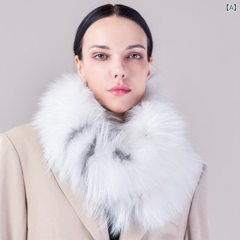 ネックウォーマー レディース 秋冬 シルバーフォックスファー リアルファー 編み込み ボリューム 二重巻き マフラー スヌード 防寒 保温 暖かい 普段使い エレガント(4.0)