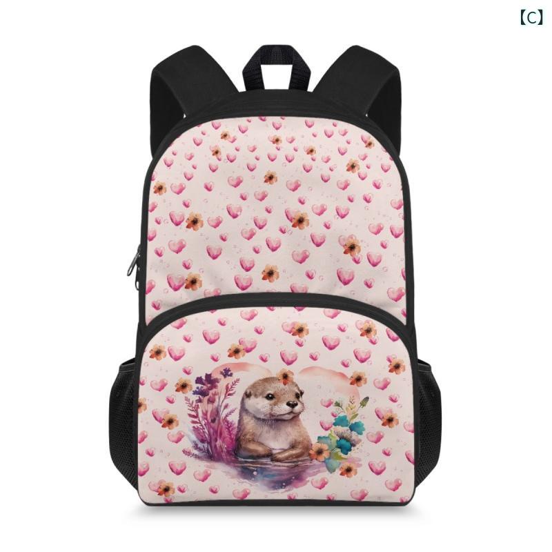 キッズ リュックサック 小学生 男の子 女の子 男女兼用 かわいい 小動物 猫 犬 ハムスター柄 ポリエステル 通気性 軽量 丈夫 通学 遠足 お出かけ バックパック デイパック 鞄の商品画像 3