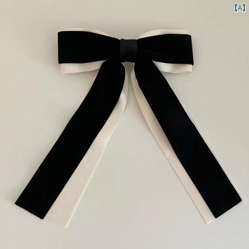 ヘアアクセサリー レディース 韓国ファッション バレエ風 ベルベット 蝶々結び スプリングクリップ バ..