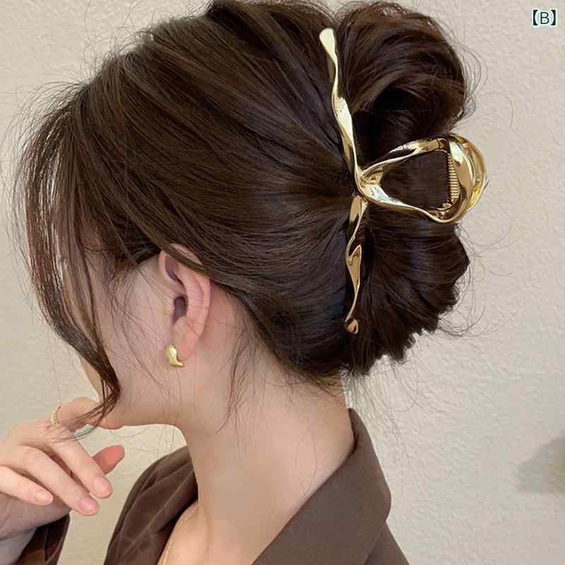ヘアクリップ レディース 女性用 シンプル 高級感 メタル製 バンスクリップ 大ぶり...