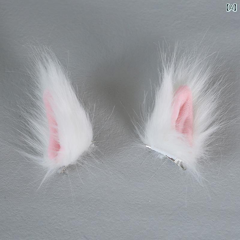 ヘアアクセサリー レディース ロリータ ふわふわ フェイクファー 猫耳 キツネ耳 アニマルモチーフ ハン..