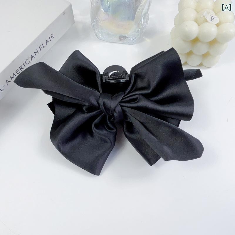 バンスクリップ レディース フレンチレトロ リボン サテン 高級感 アシンメトリー 大きめ まとめ髪 ヘ..
