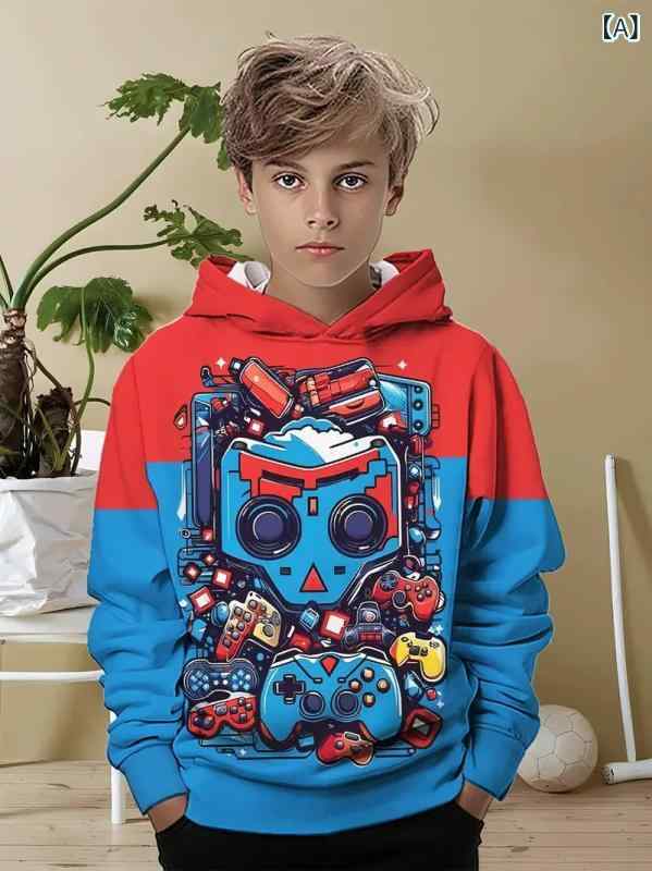 ・カテゴリ: キッズパーカー・性別: 男の子・対象年齢: 8歳以上、身長140cm以上・スタイル: スポーツ・主な素材: ポリエステル・素材構成: ポリエステル95%、スパンデックス5%・裏地素材: ポリエステル・ネックライン: フード付き・袖丈: 長袖・開閉様式: プルオーバー・厚さ: 普通・柄: ロゴプリント・生地加工: ピーチスキン加工、難燃加工・デザイン要素: スポーツ、アニメ、ブリティッシュ・機能: 通気性、速乾性・サイズ展開: 110cm、120cm、130cm、140cm、150cm、160cm、170cm