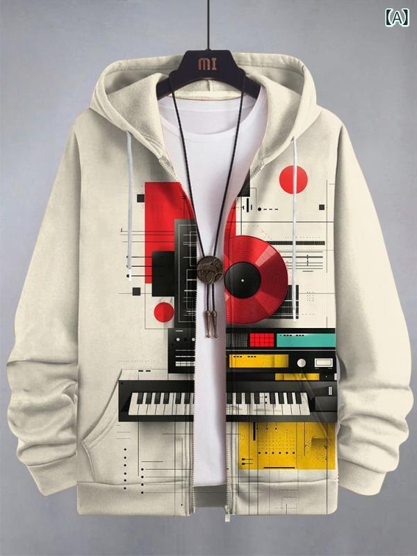 パーカー キッズ 男の子 フード付き ジップアップ 3Dデジタルプリント トレンドプリント ゆったり 長袖..