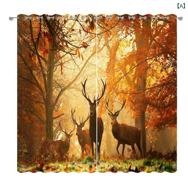カーテン 動物柄 アニマルモチーフ 半遮光 目隠し 断熱 保温 遮熱 ポリエステル ハトメカーテン モダン..