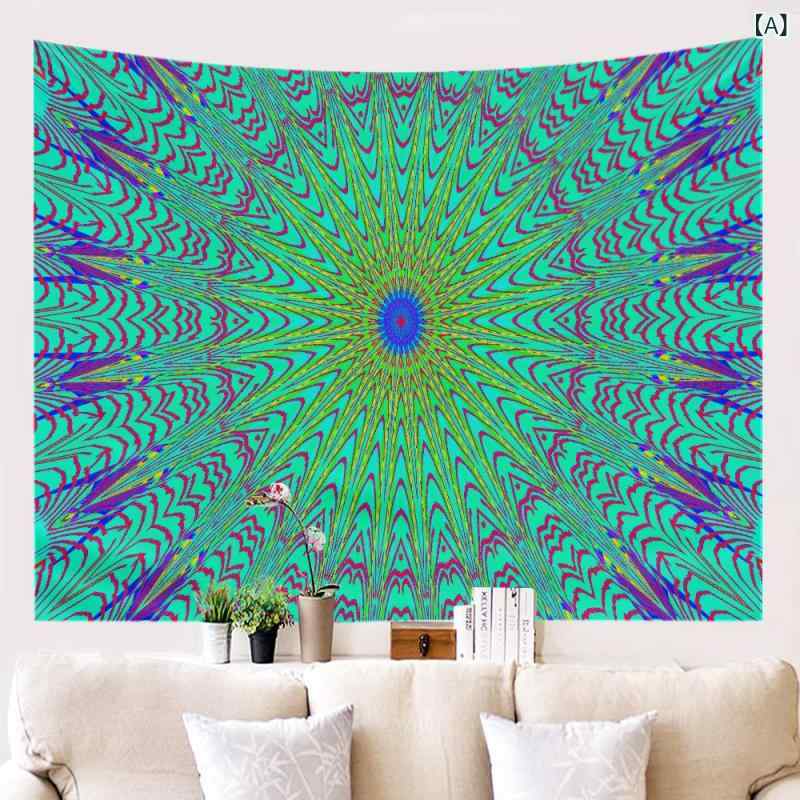 タペストリー カラフル 鮮やか 幾何学抽象柄 プリント ウォールデコレーション 釘不要 簡単設置 ポリエ..