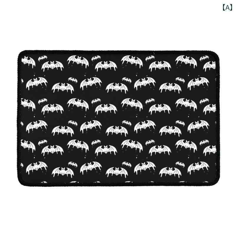 フロアマット ハロウィン クモの巣 プリント キャラクター スクエア ポリエステル 耐摩耗 洗える インテリア 多用途 玄関 リビング 寝室 キッチン バスルーム ラグ