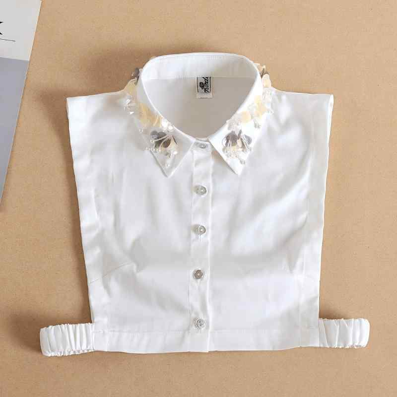 付け襟 レディース 春秋 綿 コットン素材 ニットブラウス風 フェイクカラー レイヤードスタイル マルチway 万能 着回し デイリーユース 普段使い オフィス カジュアル 白 ホワイト(x2)