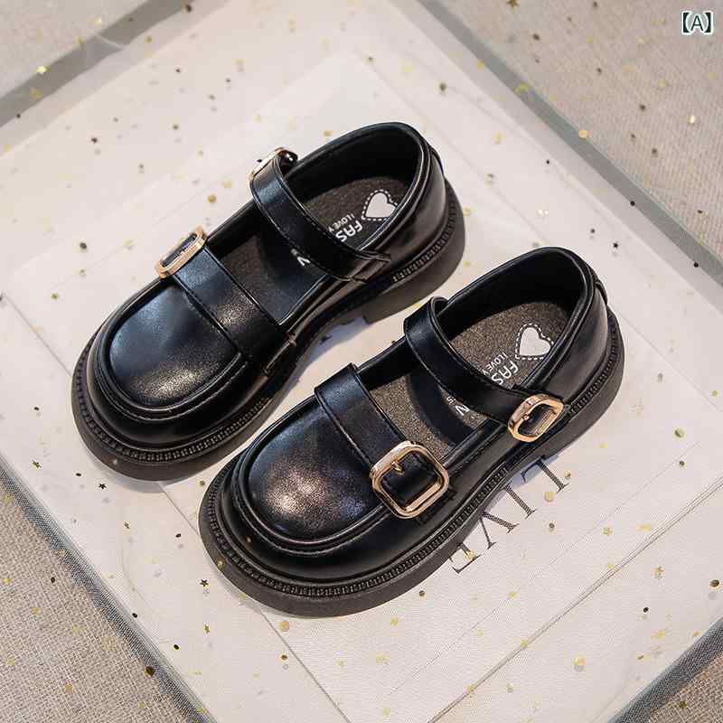 シューズ 女の子 ガールズ ブラック PUレザー メリージェーン プリンセスシューズ JKスタイル スクール 通学 フォーマル 発表会 マジックテープ ゴム底 春夏秋