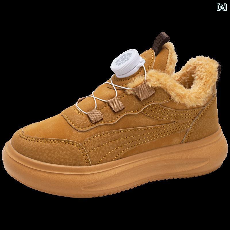 シューズ キッズ ボーイズ ジュニア 子供用 男女兼用 冬用 スニーカー ランニングシューズ 裏起毛 厚底 防寒 保温 滑り止め 防水 衝撃吸収