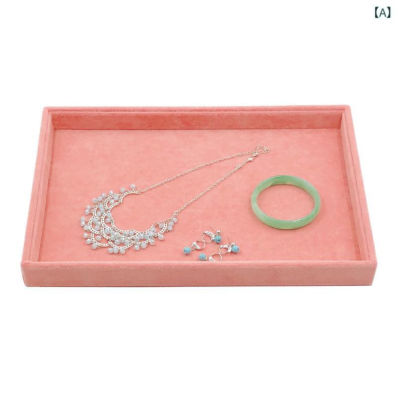 アクセサリー収納 ピンク 氷花柄 ベロア ジュエリー ディスプレイ トレイ ピアス イヤリング ネックレ..