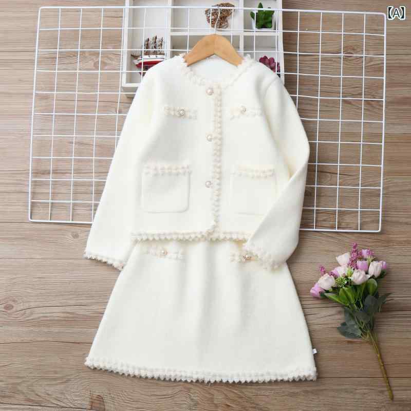 ニット 女の子 女児 ガールズ 韓国ベルベット パンツ セットアップ ツーピース 長袖 長ズボン 秋冬 普..