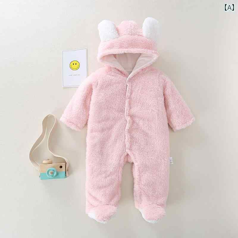 ロンパース ベビー 新生児 赤ちゃん 男の子 女の子 長袖 厚手 もこもこ フリース ポリエステル素材 あ..