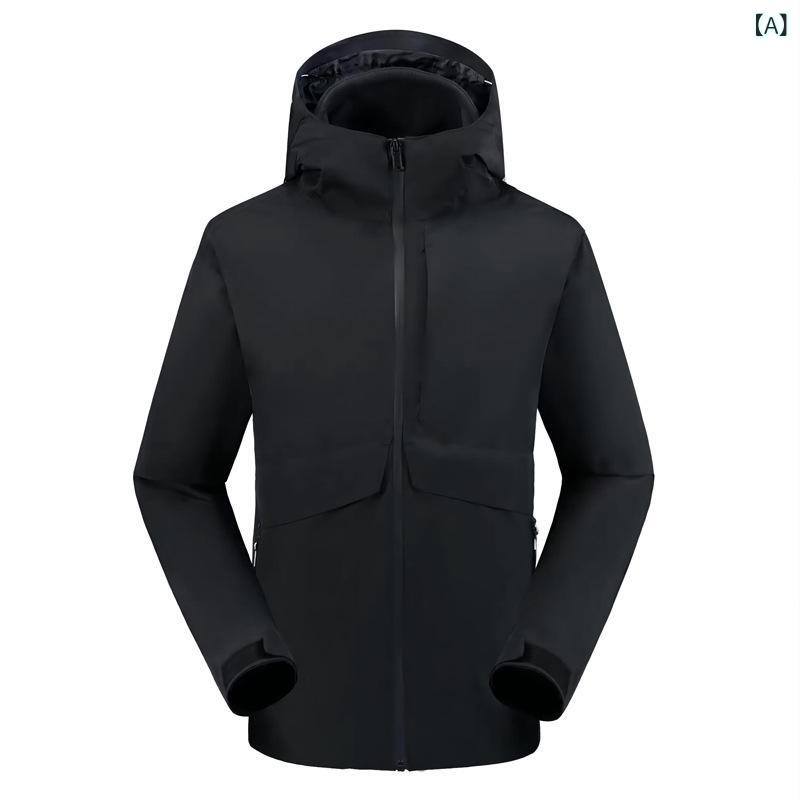 ・カテゴリ: 登山用ジャケット・スタイル: 前開き・フィット: ルーズフィット・着丈: レギュラー・主な素材: ポリエステル・アウトドア生地: オックスフォード生地・柄: 無地・カラー展開: ブラック、グリーン、ダークグリーン、レッド、ホワイト、ネイビー・サイズ展開: XS、S、M、L、XL、XXL、XXXL、4XL・性別: ユニセックス・対象年齢: 大人・フード: あり・セット内容: 2点セット・インナー: あり・インナータイプ: フリースインナー・取り外し: 可能・ダウンの種類: 90%ホワイトダックダウン・機能: 透湿、防水、保温、防風・防水性能: 5000mm・防水透湿性: 5001mm～10000mm・加工: アイロン不要加工
