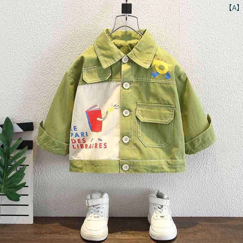 ・カテゴリ: キッズアウター・対象: 男児・対象年齢: 3〜8歳・スタイル: 韓国風・主な素材: 綿95%・裏地素材: 綿85%・ネックライン: 襟付き・袖丈: 長袖・柄: カートゥーン・フード: なし・中綿: なし・厚さ: 普通・生地加工...