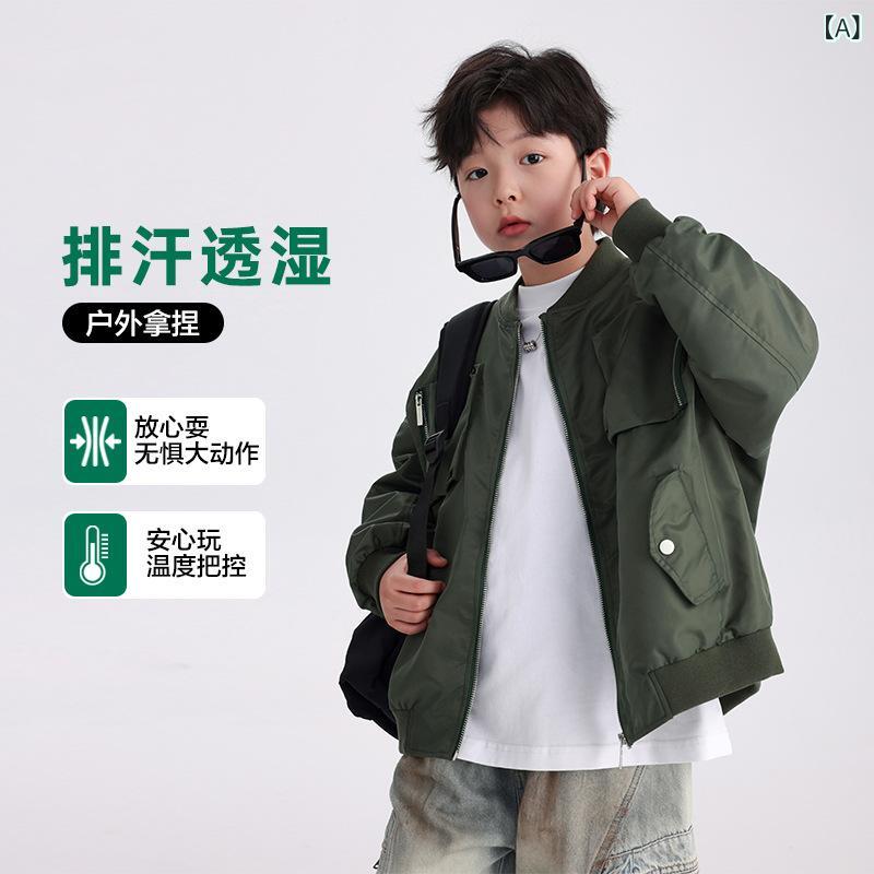 ジャケット 男の子 キッズ 春秋 ワーク フライト ベースボール スポーツ ブルゾン アウター カジュアル..