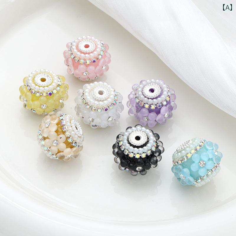 アクセサリーパーツ DIY 精巧な細工 かわいい 西域プリンセス 蝶 パール ラインストーンボール チェーン ペン飾り プラスチック レジン ドロップ加工 丸型 複数色