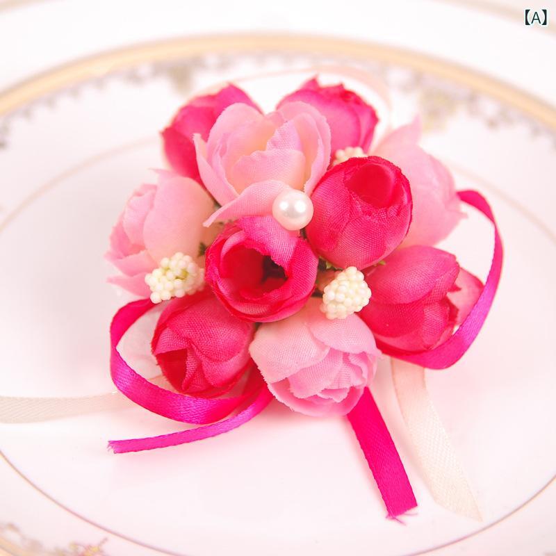 リストブーケ 花嫁 介添人 ブライズメイド 韓国風 韓流スタイル ウェディング コサージュ 手首飾り 布..