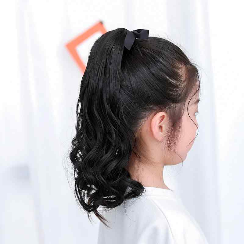 ウィッグ キッズ 女の子 ポニーテール ツインテール 巻き髪 ロング カール リボン結び 耐熱 簡単 イメチェン 七五三 発表会 つけ毛 自然