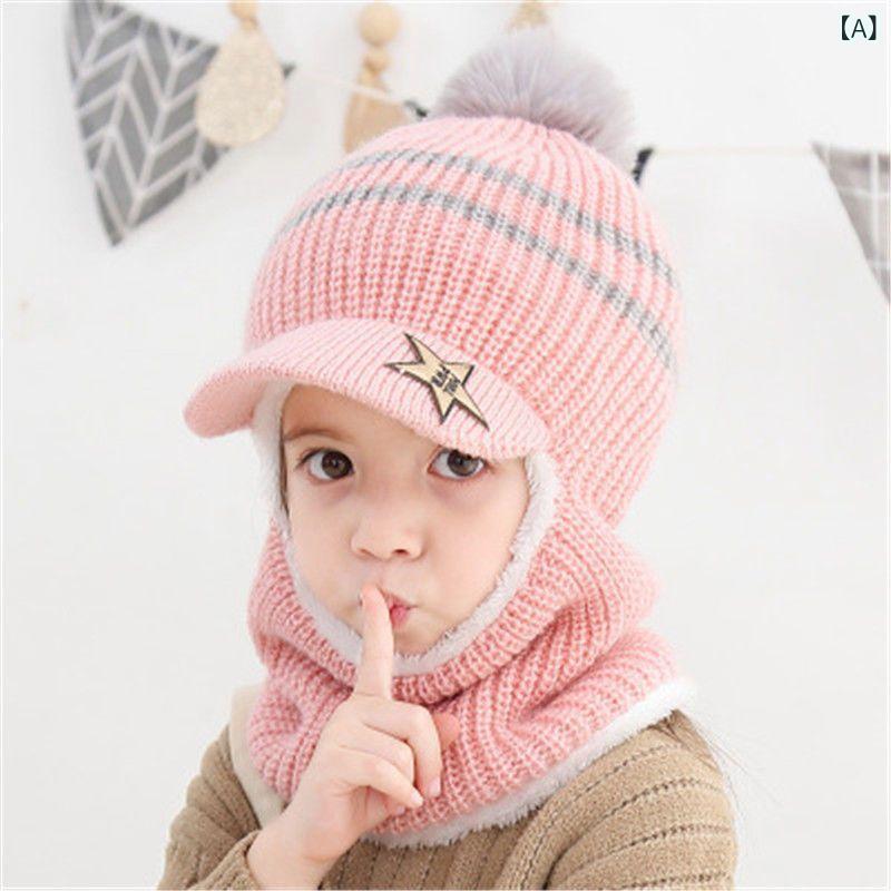 ニット帽 キッズ ベビー 子供 男の子 女の子 秋冬 裏起毛 裏ボア フリース 耳あて ネックウォーマー スヌード 一体型 あったか 防寒 防風 アクリル(4.0)