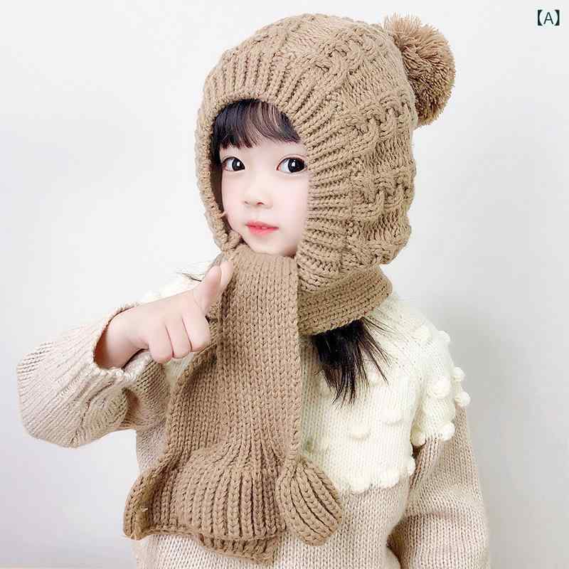 帽子 - ニット帽 キッズ 女の子 子供用 マフラー一体型 スヌード 裏起毛 ボア あったか 保温 防寒 ふわふわ かわいい とってもキュート アクリル 秋冬 通園 お出かけ 雪遊び