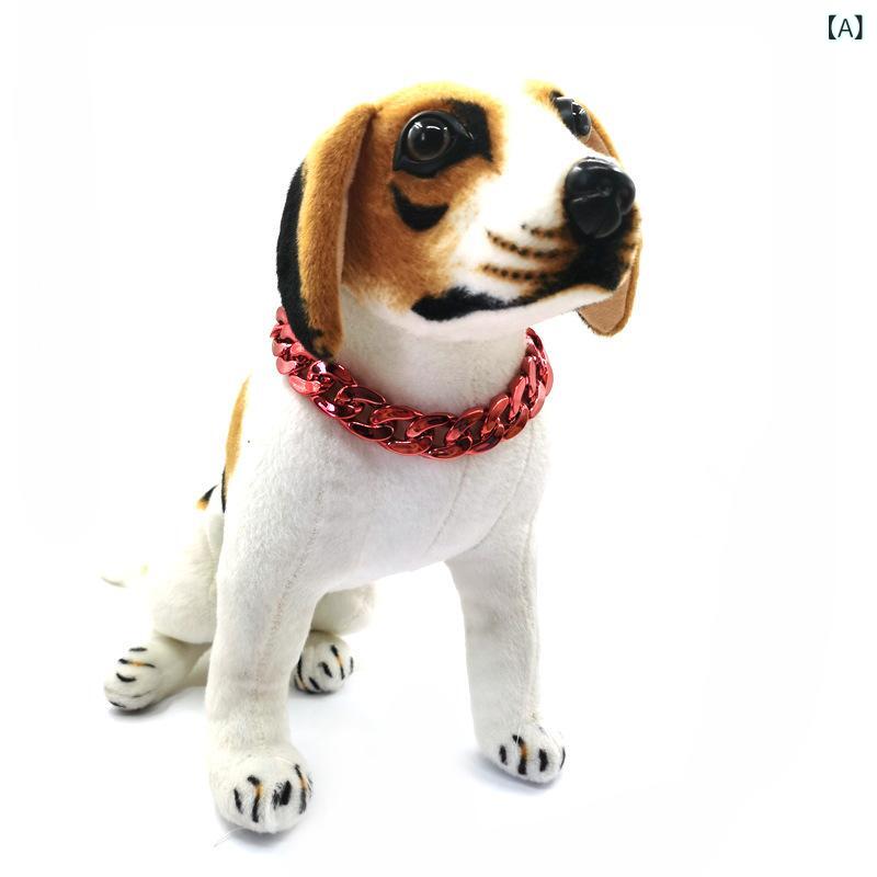 ペット首輪 フレンチブルドッグ 犬用 カラフル UV電気メッキ ヒップホップ ゴールドカラー 幾何学模様 高級感 イベント パーティー 樹脂製 ドッグチョーカー(x2)