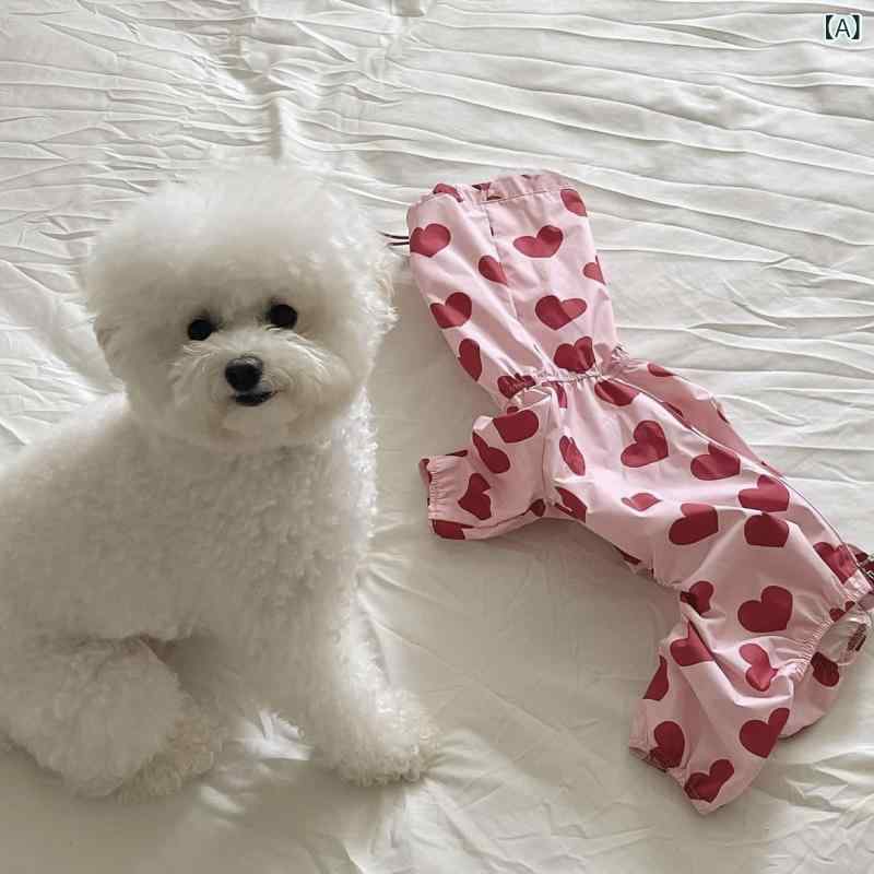 レインコート ペット 中小型犬 韓国風 防水 防雨 撥水 四足 フード付き 全身カバー 雨具 カッパ 泥除け 汚れ防止 散歩 お出かけ 着脱簡単 梅雨対策 おしゃれ かわいい ハート柄 雲柄 オレンジ花柄