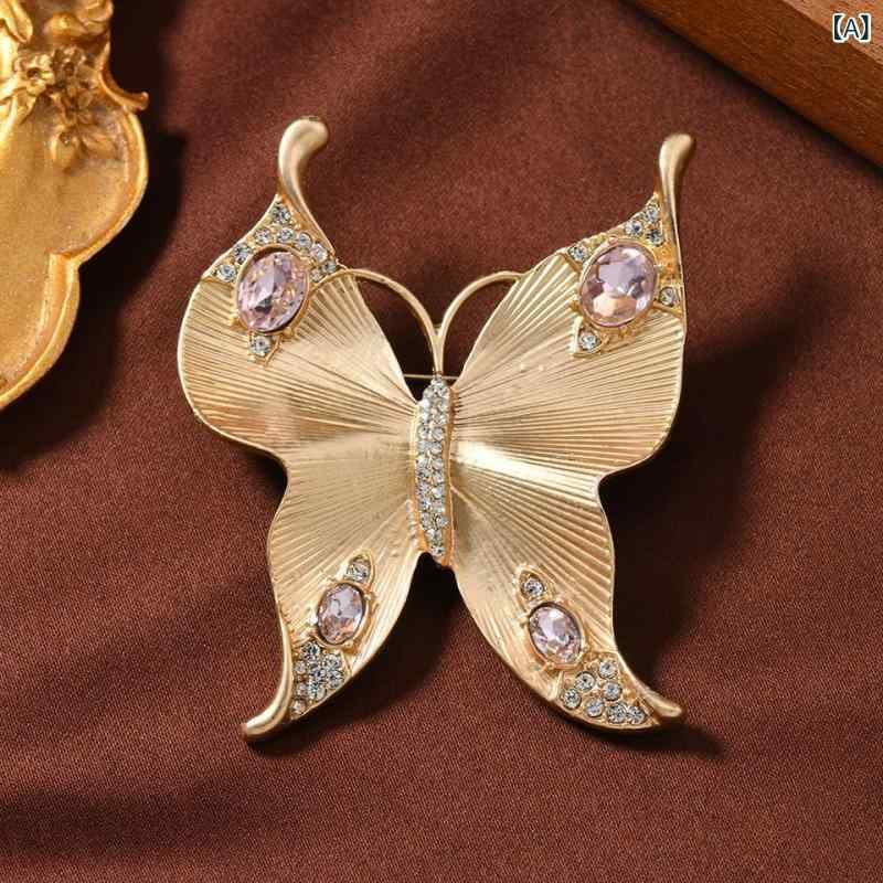 ブローチ レディース レトロ 昆虫 蝶 バタフライ ピンブローチ シンプルライン 上品 エレガント 亜鉛合金 電気メッキ マットピンク 露出防止 ストール留め 鞄飾り アクセサリー 小物