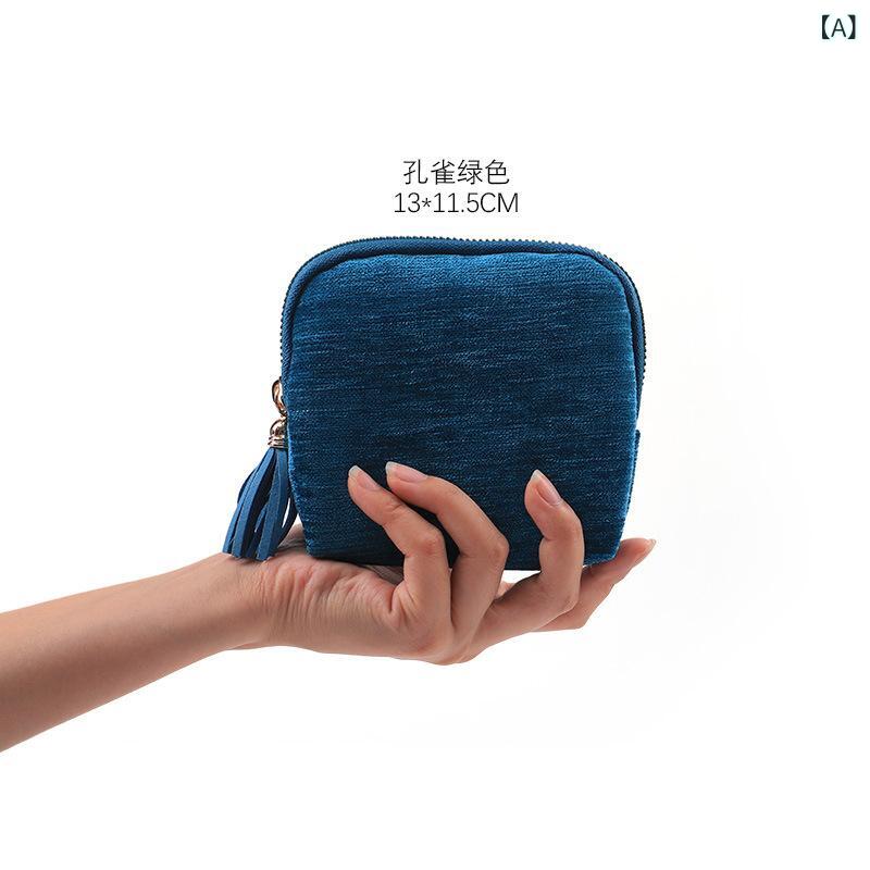 アクセサリーポーチ 高級感 大容量 ネックレス ブレスレット バングル 指輪 イヤリング タッセル ファスナー ジュエリー収納 布製 多機能 携帯用 トラベルケース 旅行 出張 普段使い 整理整頓 おしゃれ 多色展開