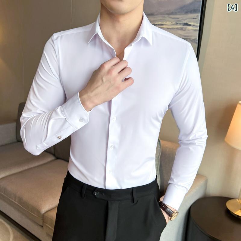 ・カテゴリ: シャツ・袖丈: 長袖・カラー展開: ホワイト、ブラック、ライトブルー、ダークブルー・サイズ展開: M、L、XL、2XL、3XL、4XL