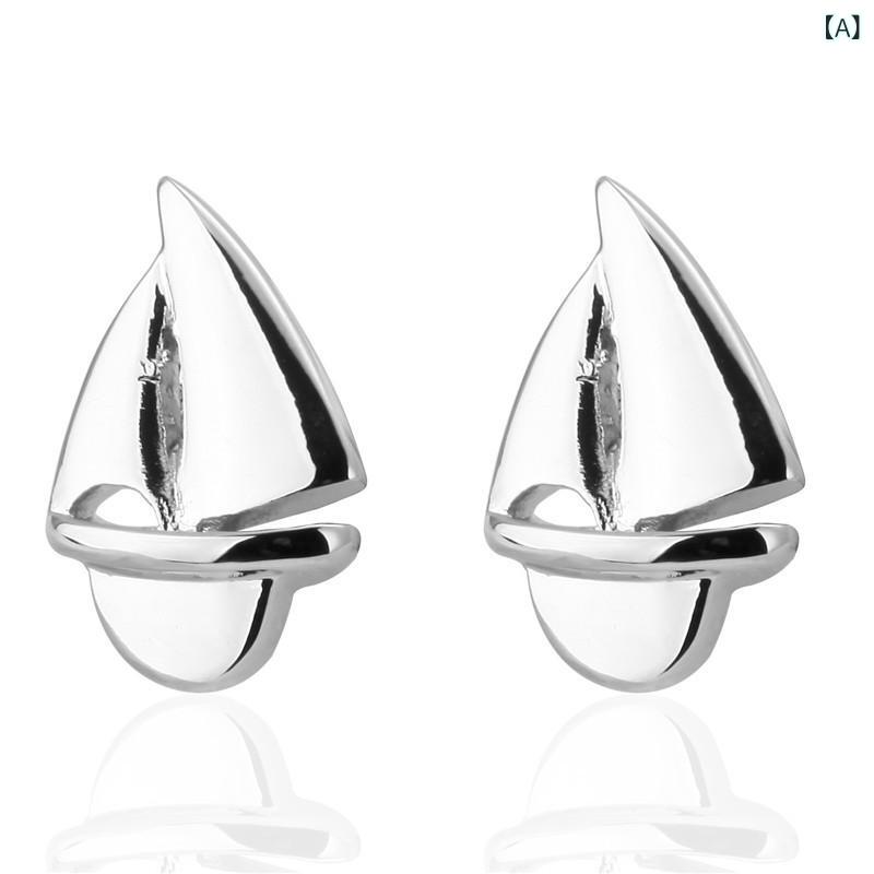 カフス メンズ 男性用 フレンチスタイル 帆船 ヨット 乗り物モチーフ シルバーカラー 高級感 電気メッ..