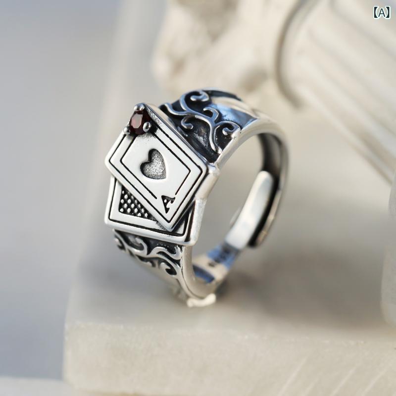 ・カテゴリ: アクセサリー・素材: 銅メッキ・スタイル: アートレトロ・形状: 花柄・モチーフ: トランプ・加工方法: 電解メッキ・サイズ: 調整可能・対象: ユニセックス