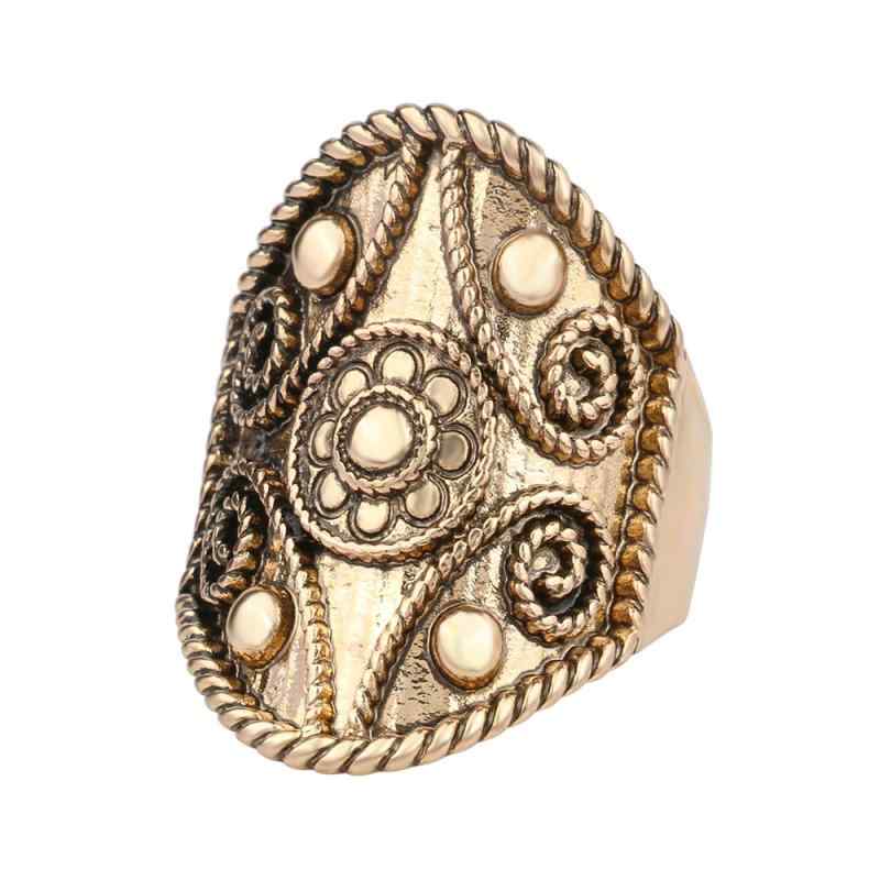 指輪 男女兼用 ブリティッシュ ゴシック レトロ ユニーク 繊細 彫金 縄目模様 天然パール アンティークゴールド 金メッキ 合金製 ファッションリング